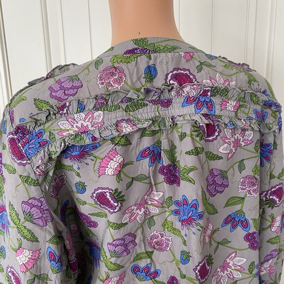 Matilda Jane Women's Floral Shirt Gray Long Sleeve Blouse LARGE - Picture 6 of 9